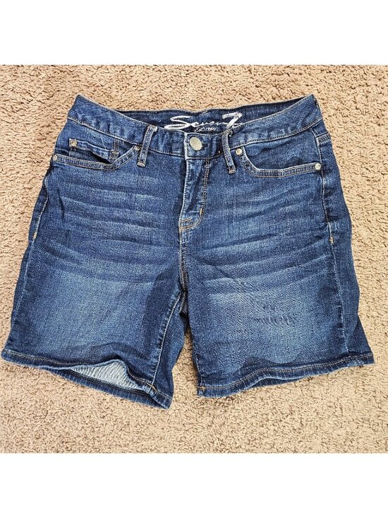 Seven7 Pants - Seven7 Jean Shorts Womens 4 Blue Mid Rise Bermuda Denim Stretch